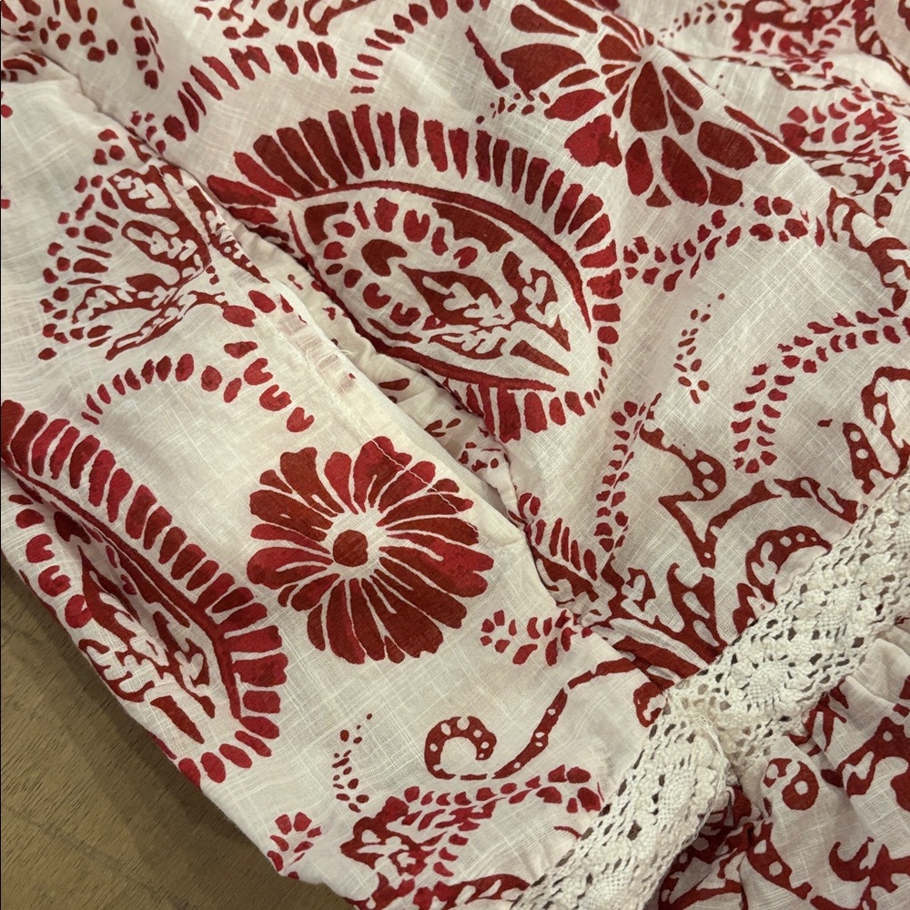 Anthropologie Maeve Flutter-Sleeve Babydoll Mini Dress Raspberry Floral Medium - Picture 8 of 8